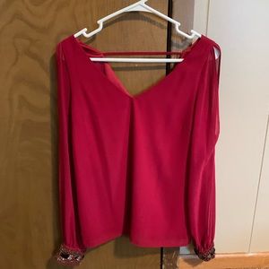 Red Blouse with Detailed Sleeve
